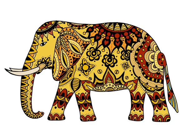 Elefante indio decorado — Vector de stock