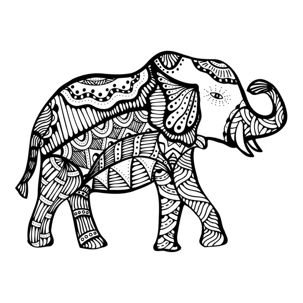 Hand getrokken olifant — Stockvector