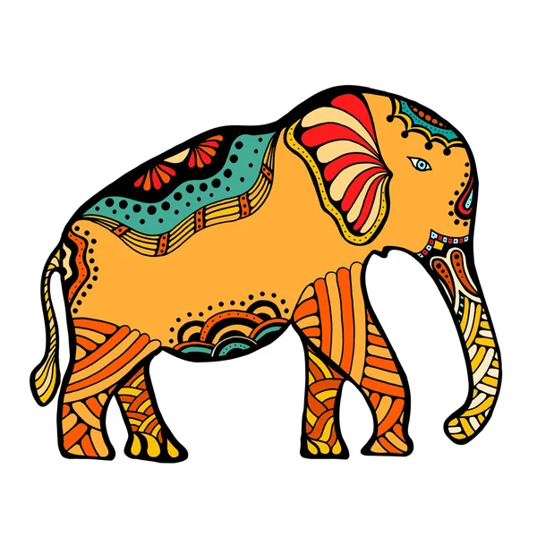 Elefante indio decorado — Vector de stock