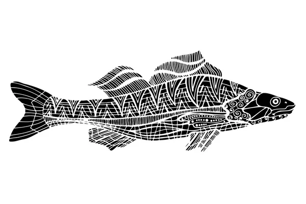 Zentangle 様式の魚 — ストックベクタ