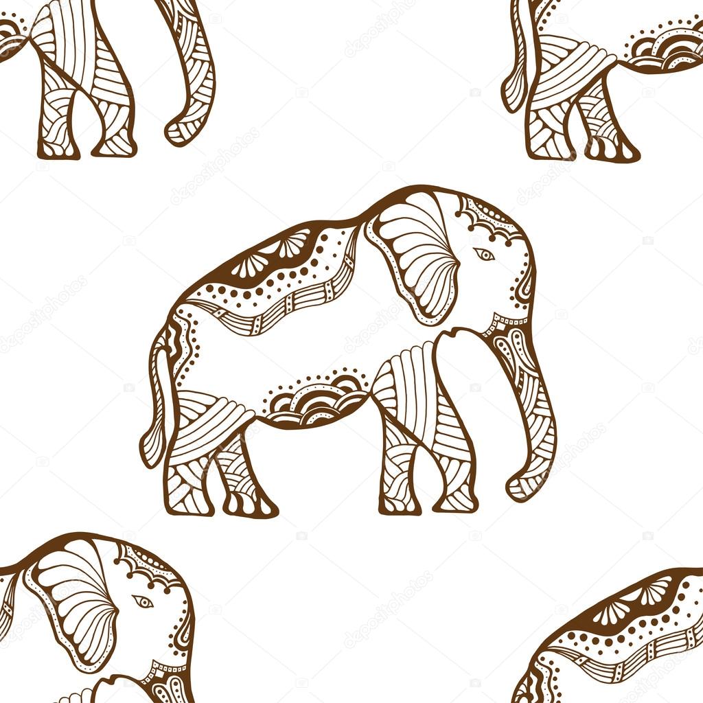 Seamless Pattern with Elephant.
