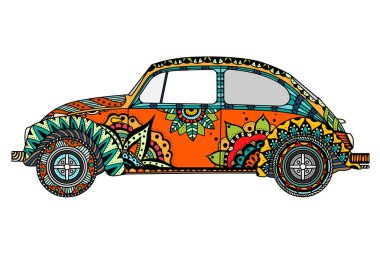 Vintage car in zentangle