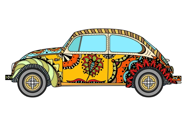 Coche vintage en zentangle — Archivo Imágenes Vectoriales