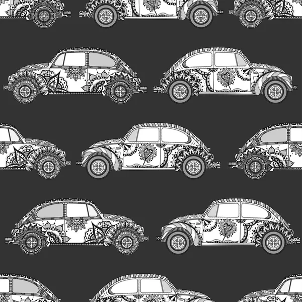 Seamless Pattern of Vintage car — Stock Vector