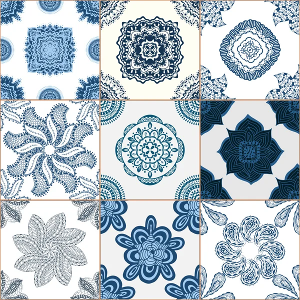 Azulejos piso ornamento colección — Vector de stock