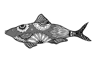 Vektör balık el çekilmiş