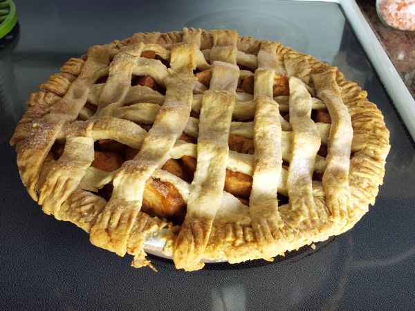 Photo Homemade Apple Pie Fresh Out Oven — Stock Photo, Image