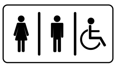 vektör adam, kadın ve geçersiz bir, tuvalet, tuvalet simgesi