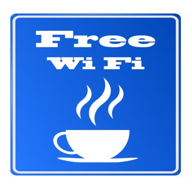 WiFi mevcut, burada kahve işareti ile özgür, vektör