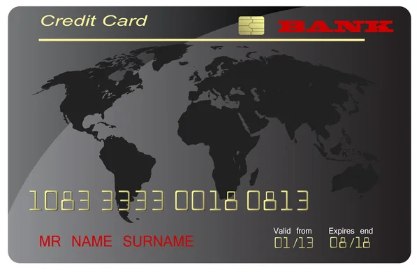 Cartão de crédito preto, vector — Vetor de Stock