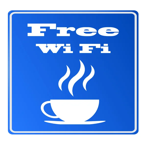 Wifi gratuito disponible aquí con signo de café, vector — Vector de stock