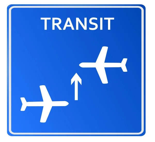 Blauwe airport-icoon, transit...vectorillustratie — Stockvector