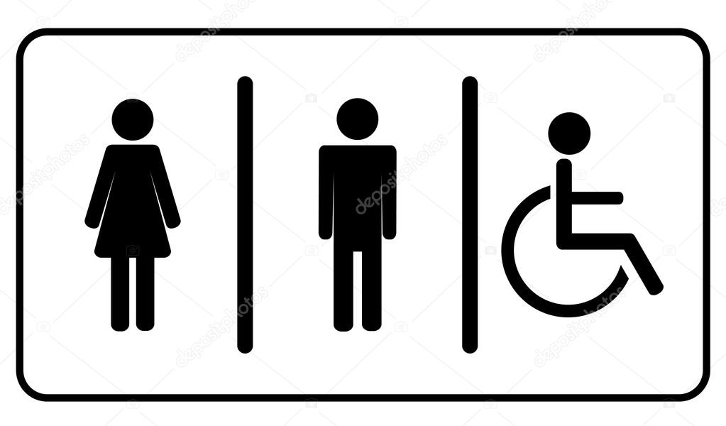 Vector Man, Woman and invalid one, restroom, toilette symbol