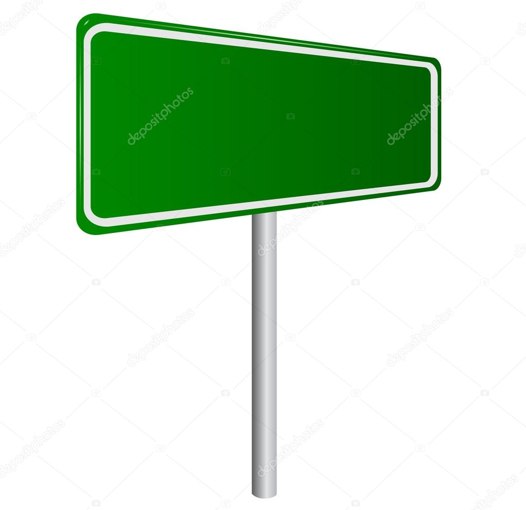 Blank Green Road Sign Isolated on White