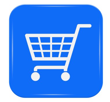 Beyaz alışveriş sepeti mavi düğme imza