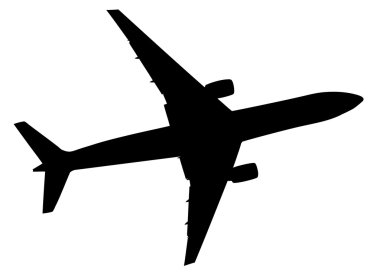uçak siluet, vektör simgesine eps 10 siyah gösteren resim.