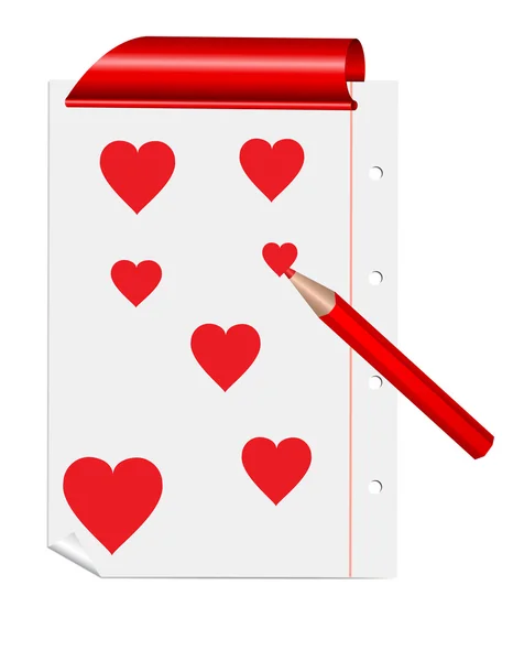 Vektorové list stočený do rohu a červené klipy, eps10, vektor — Stockový vektor