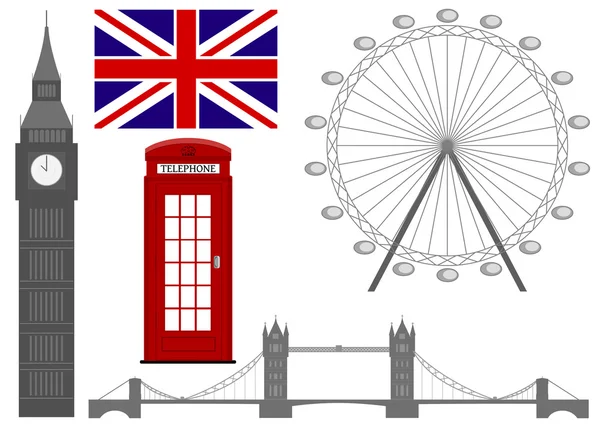 A londoni szimbólum vektor, vektor, ikonok. — Stock Vector