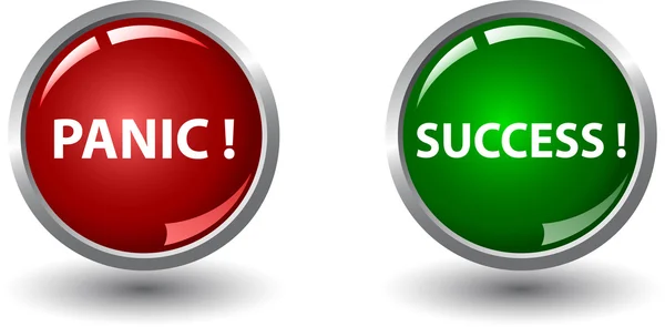 パニック ボタンの赤と緑の成功ボタン — ストックベクタ