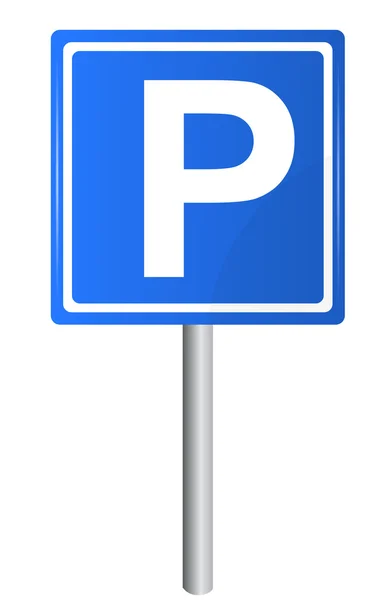 Parking traffic sign on pole, vector — Stock Vector
