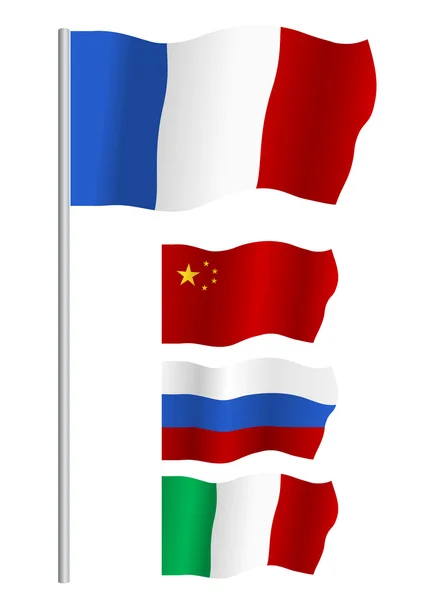 Vlag van: Rusland, china, Frankrijk en Italië — Stockvector