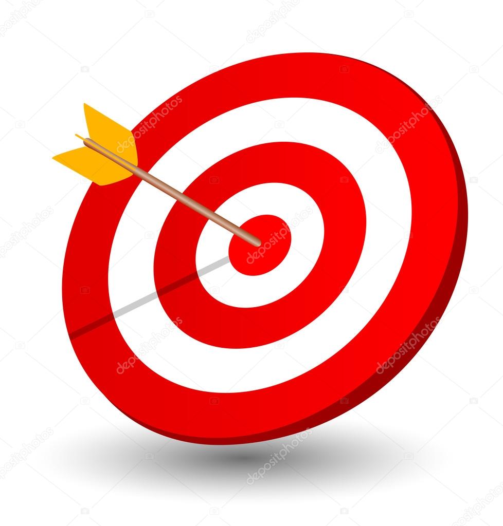 Arrow right on the target, symbol of winning