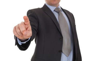 İşadamı noktası parmak dijital sanal düğmesini