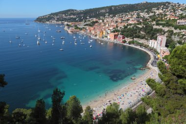 Görünümü bay cote d'azur Fransa ve lüks resort. nice yakınındaki Villefranche ve monaco, Fransız Rivierası