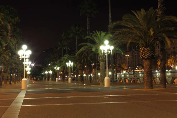 Empty promenade with night lamps — Stock Photo, Image