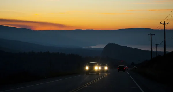 Winter Auf Der Fahrbahn Unterwegs Stockfoto