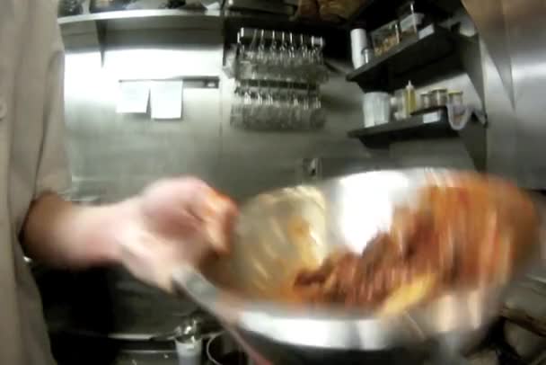 Chef Saucing Wings — Stock Video