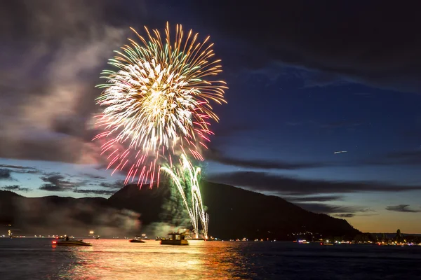 Firework Celebration at Night on Water