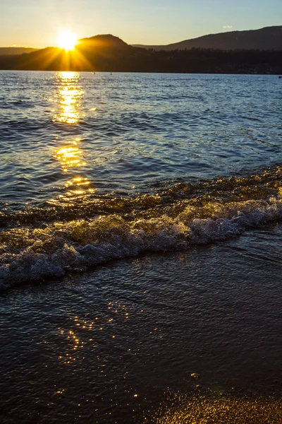 Solnedgång Sjön Okanagan Kelowna — Stockfoto