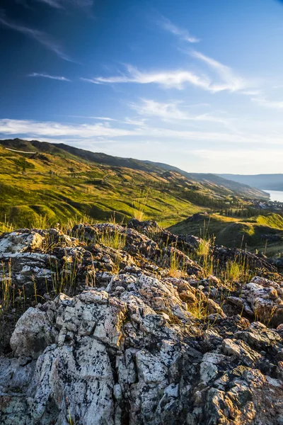 Vista Panoramica Kelowna Okanagan Valley Paesaggio Tramonto — Foto Stock