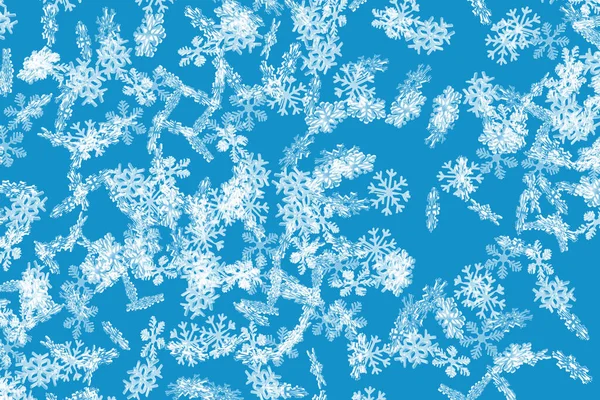 Düşen Kar Taneleri Duvar Kağıdıyla Mavi Donmuş Kar Tanesi Deseni — Stok fotoğraf