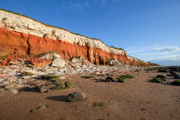 Hunstanton Penhascos North Norfolk Visto Praia Março 2017 Estas Falésias — Fotografia de Stock