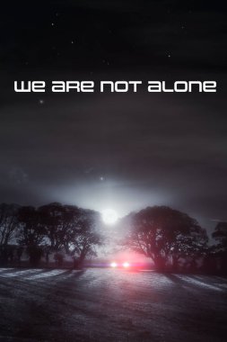 We are not alone, UFO abduction concept. Car parked on a moon lit misty winters night in a rural Norfolk field. Stars and full moon light the sky. Why are they out here in the dead of night? Are they looking for you! clipart