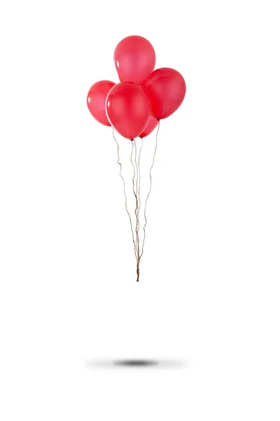 Petit Bouquet Ballons Rouges Attachés Avec Une Ficelle Flottant Dessus — Photo