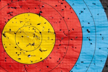 Used archery target close up clipart