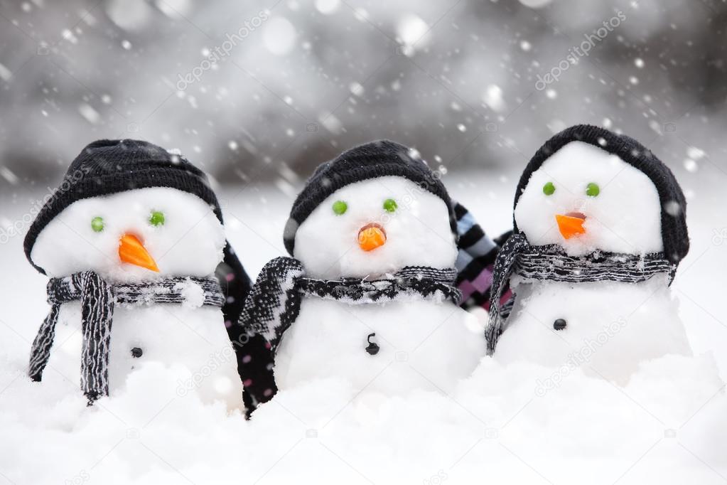 Three cute snowmen