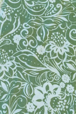 Çiçek tomar kumaş deseni yeşil ve beyaz. Pamuk stili malzeme.