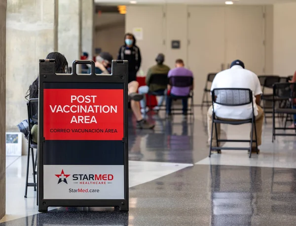 Charlotte Usa March 2021 Sign Covid Post Vaccination Waiting Area Royalty Free Stock Photos