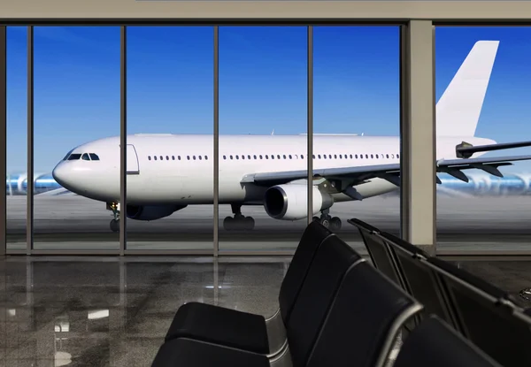 Fönster i flygplats — Stockfoto