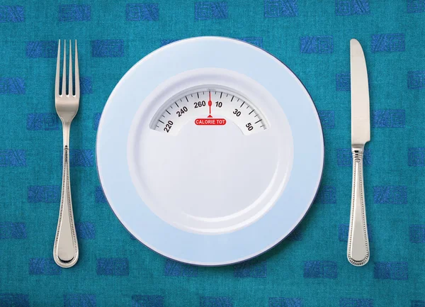 Plate with weighing scale — Stock Fotó