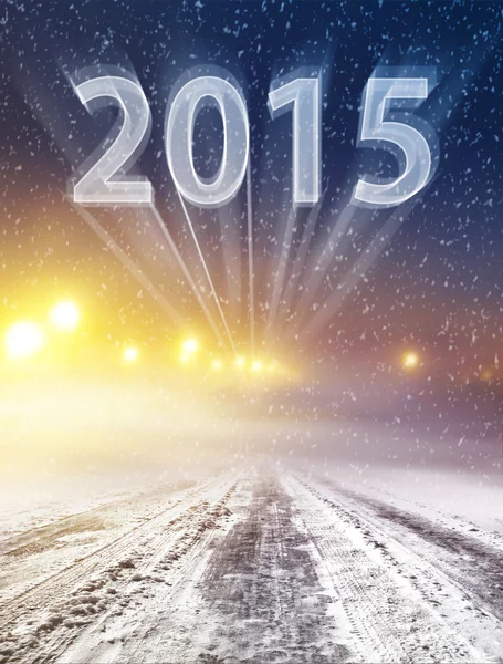 Winter road to 2015 — Stock Photo, Image