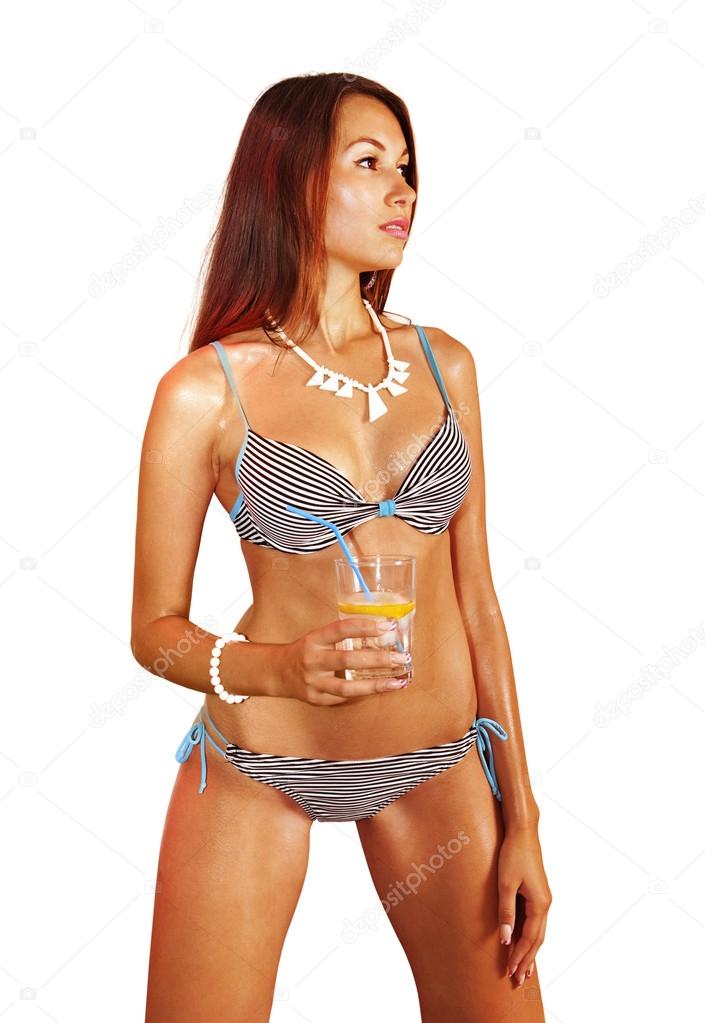 woman in bathing suit isolated