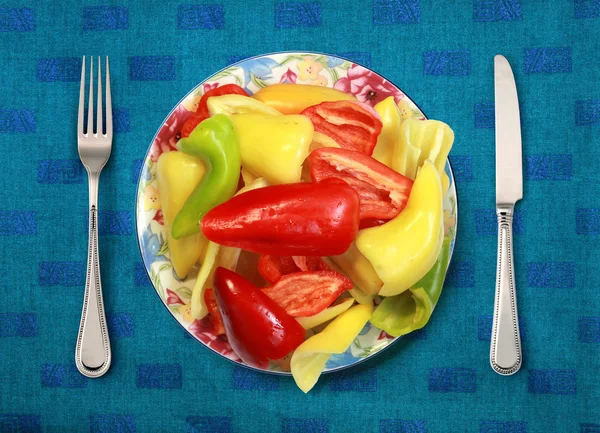 Bell peppers on plate — Stock Photo, Image