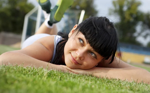 Dreamy young woman face — Stock Photo, Image