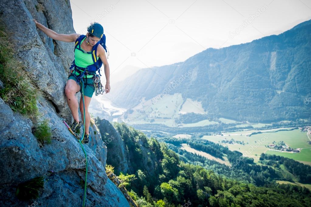 Rock climbing in the nature