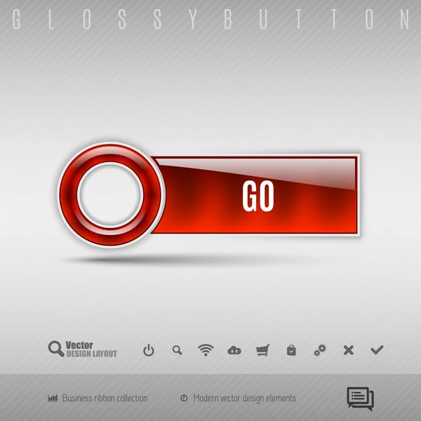 Κόκκινο πλαστικό κουμπί στο γκρι φόντο. Στοιχείο σχεδιασμού διάνυσμα — Διανυσματικό Αρχείο